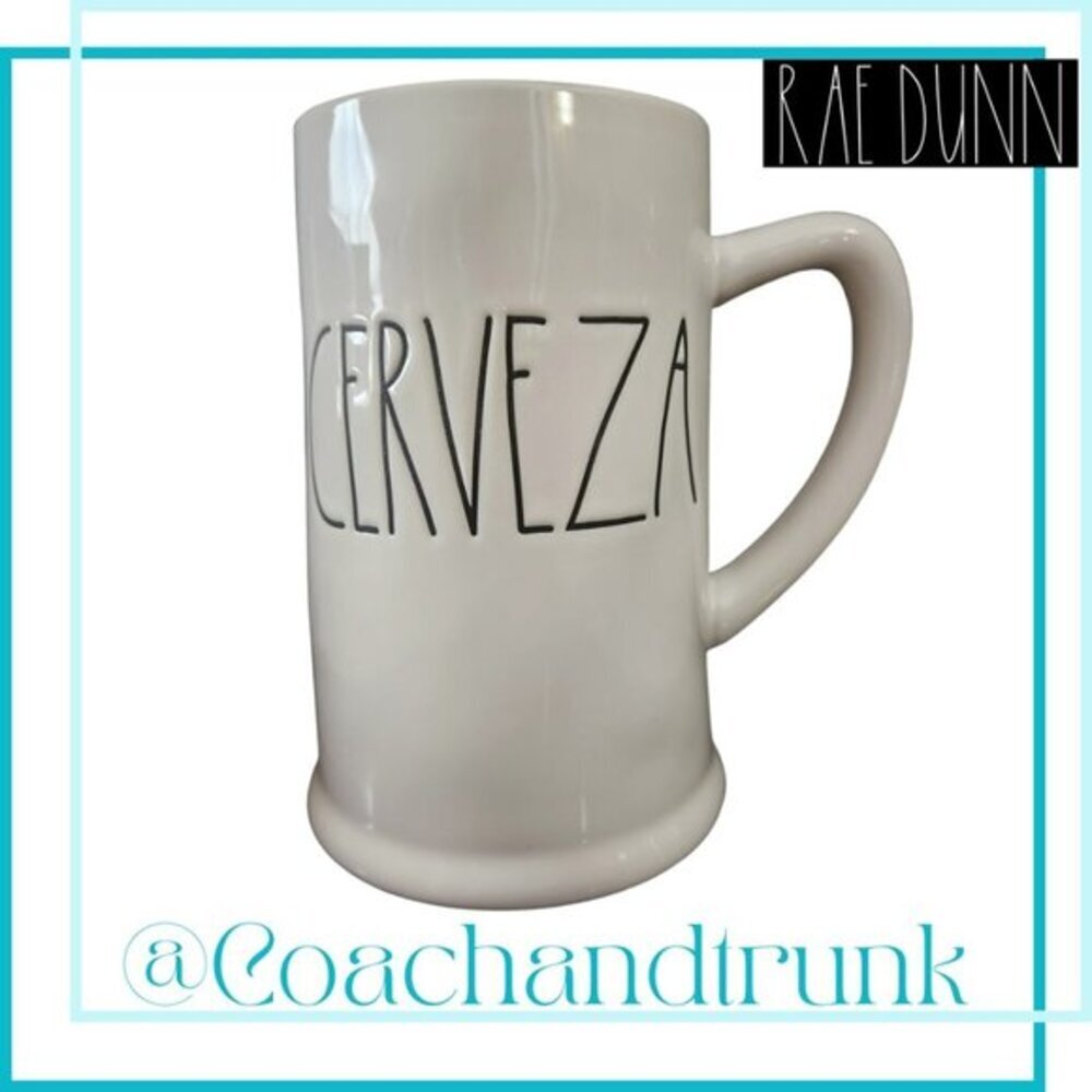 RAE DUNN Cerveza Ceramic Stein 20 Fluid Oz NEW STILL‎ IN BOX Collectable NWT